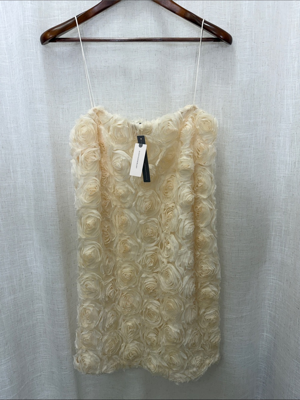 Anthropologie Sunday In Brooklyn Ivory Floral Rosette Slip Dress Size Large NWT